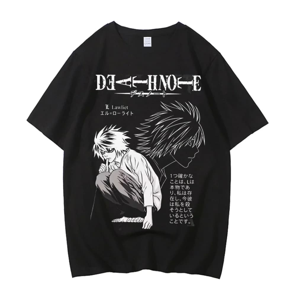 Death Note cotton t-shirt teen Digital Y2k streetwear 80s t-shirt Pop Culture Comfortable 80s Graphic Psychedelic kawaii
