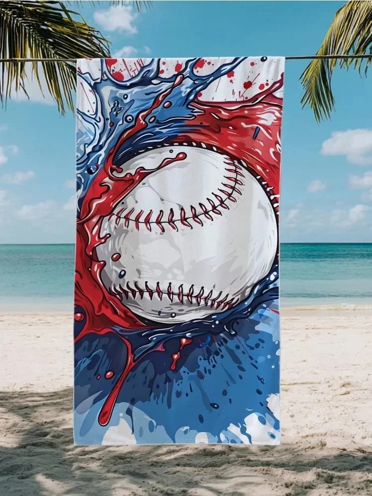 Asciugamano da spiaggia per bambini con elementi da baseball, coperta da spiaggia extra large in microfibra, asciugamano da bagno super morbido e assorbente per viaggi in spiaggia e in piscina