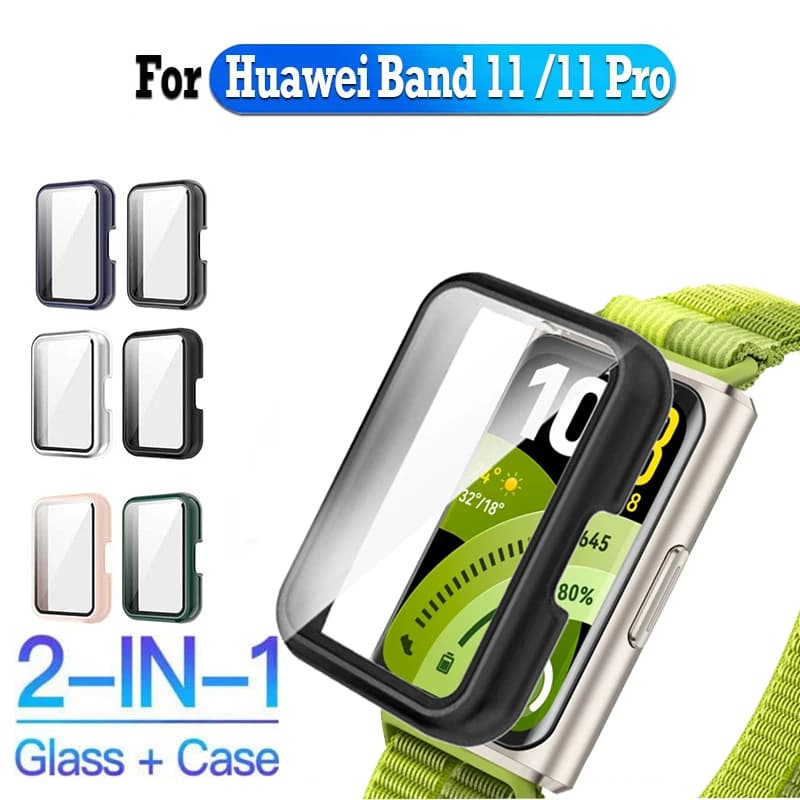 Custodia per PC + vetro per Huawei Band 11 Pro Band11 Pellicola protettiva antigraffio in vetro temperato per Huawei Band 11