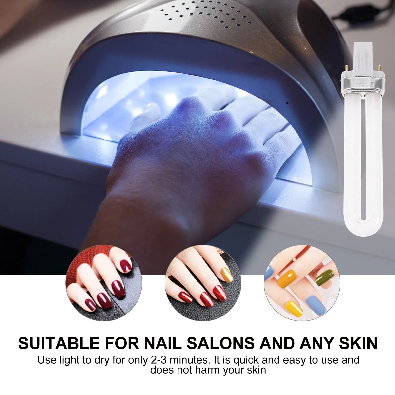 4 Pezzi Tubo LED 12W per Asciugatura Smalto, Lampada per Manicure, Ricambio per Fornetto Unghie Senza Fili