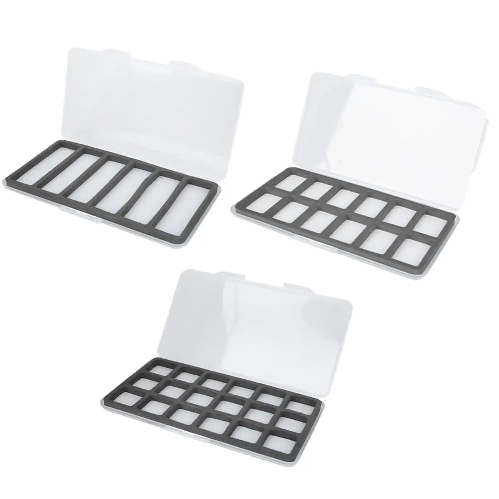 Scatola porta ami da pesca in schiuma con coperchio trasparente, tre misure, custodia per esche con pad magnetico, scatola porta attrezzatura da pesca, contenitore per esche