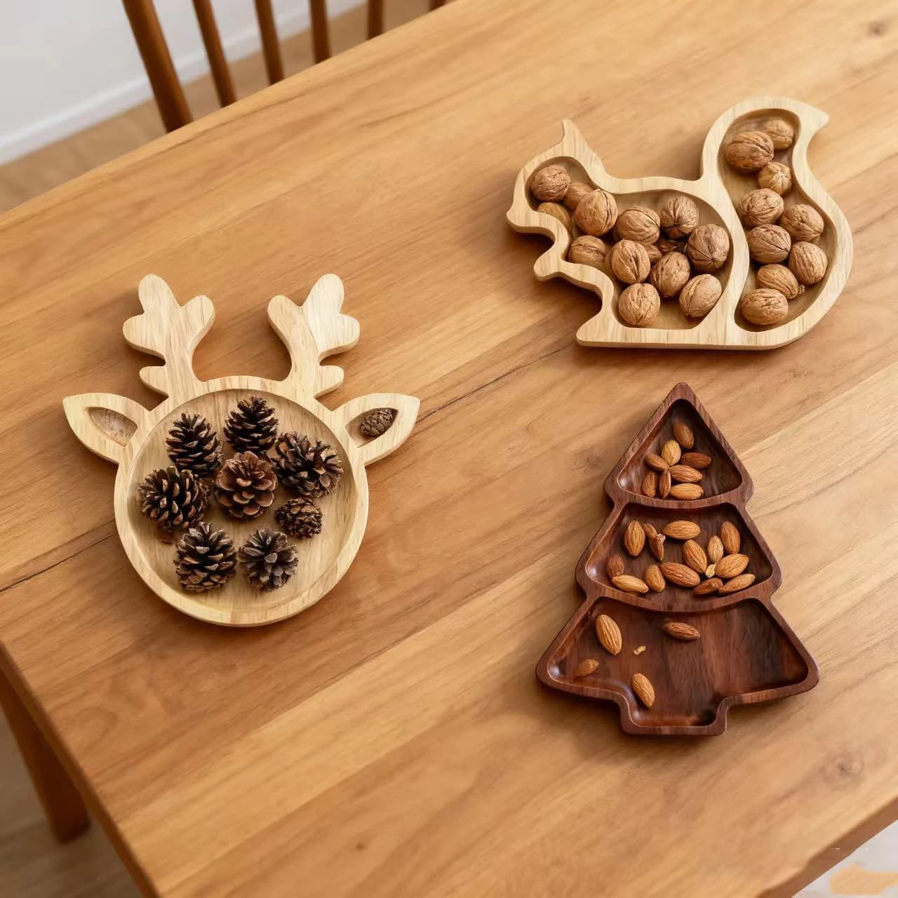 Vassoio per snack Piatto da portata in legno perfetto per frutta secca e noci, ideale per feste e cucina, forniture per la casa e il ristorante