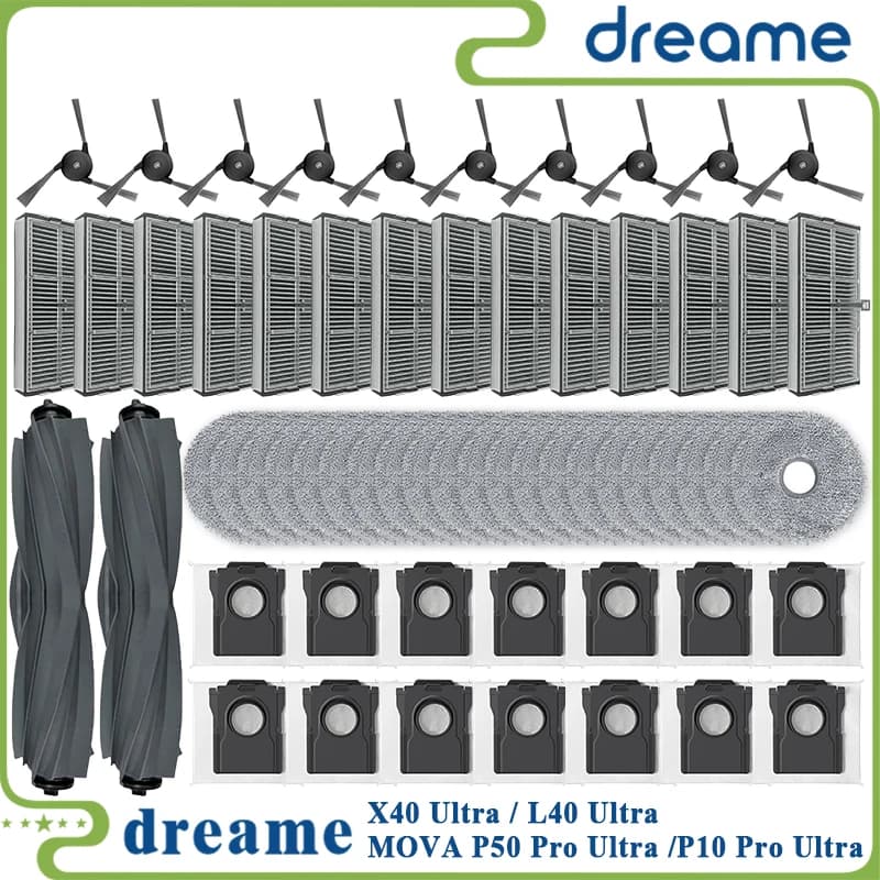 Adatto per (Dreame X40 Ultra / L40 Ultra, MOVA P50 Pro Ultra /P10 Pro Ultra) Rullo principale Tricut Spazzola Filtro Mop Sacchetto per la polvere in tessuto