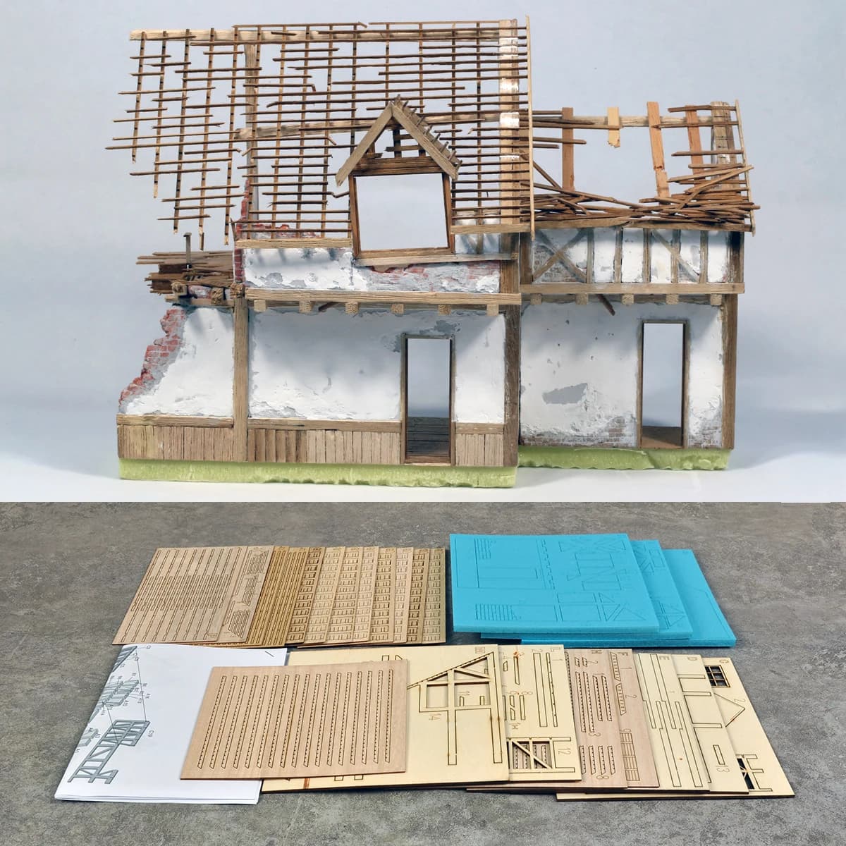 Modellino architettonico da assemblare, tavolo di sabbia, componenti per la costruzione, edifici rurali europei, diorama, kit di modellini in scala 1/35