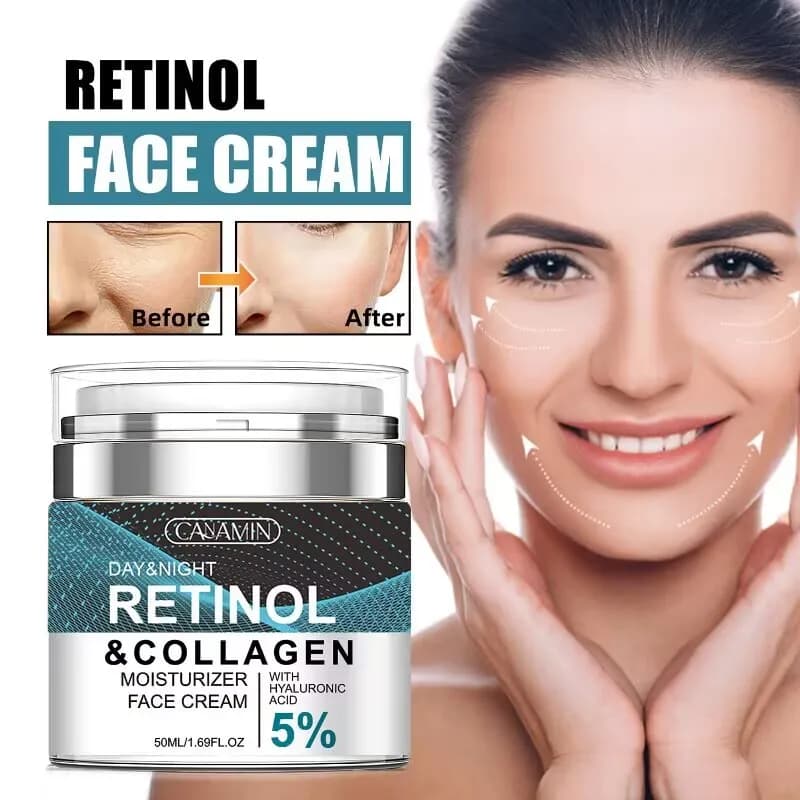 Crema viso al collagene, retinolo, acido ialuronico, retinolo e collagene 50g