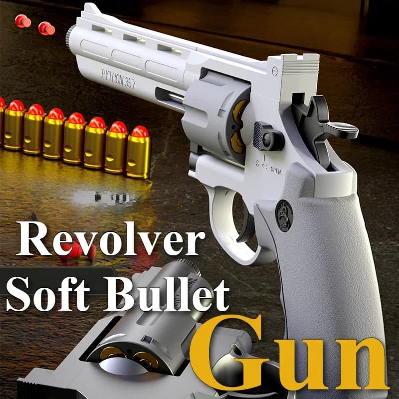 Giocattolo a proiettile morbido per revolver a tiro continuo per pistola per bambini con pistola staccabile con un solo tasto per revolver espulsionante