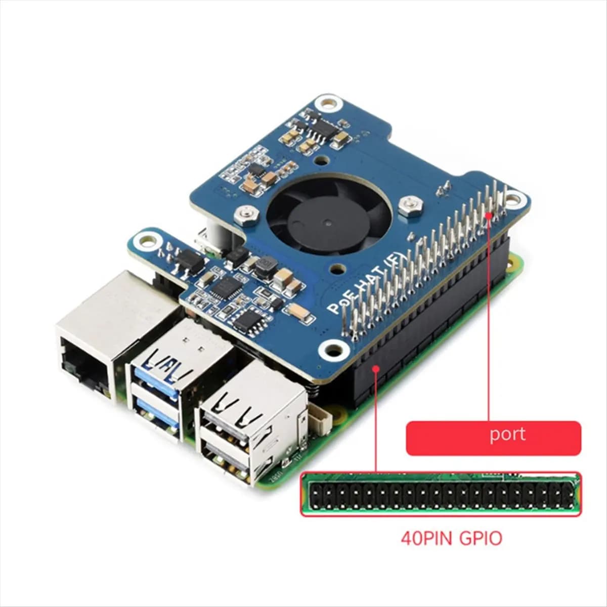 doyou For Raspberry Pi 5 PoE HAT 802.3Af/At GPIO Expansion Board with Cooling Fan 5V/12V for Raspberry Pi 5