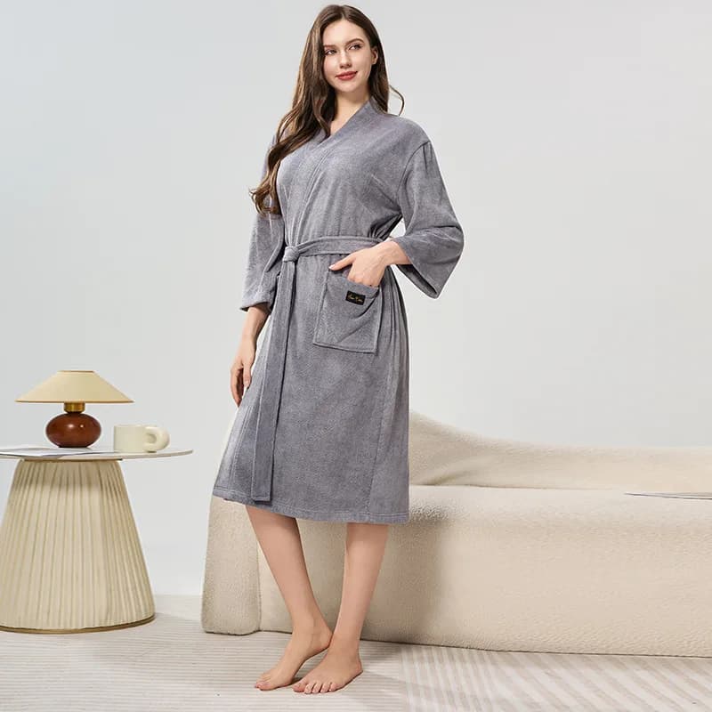 Women's Warm Dresses Autumn Winter Nightwear Velvet Soft Shower Bathrobe loose casual night bathrobe Women's Kimono