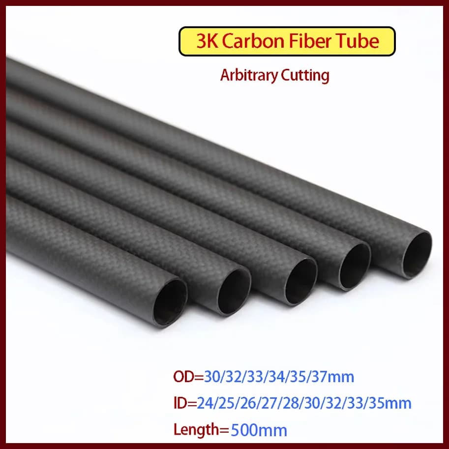 Lunghezza tubo in fibra di carbonio 3K = 500mm lD = 24/25/26/27/28/30/32/33/35mm per accessori drone modello RC OD = 30-37mm