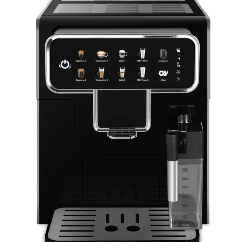 Automatic espresso machine, 120V smart coffee machine with grinder and frother, touch screen, 1.5L water tank, silver