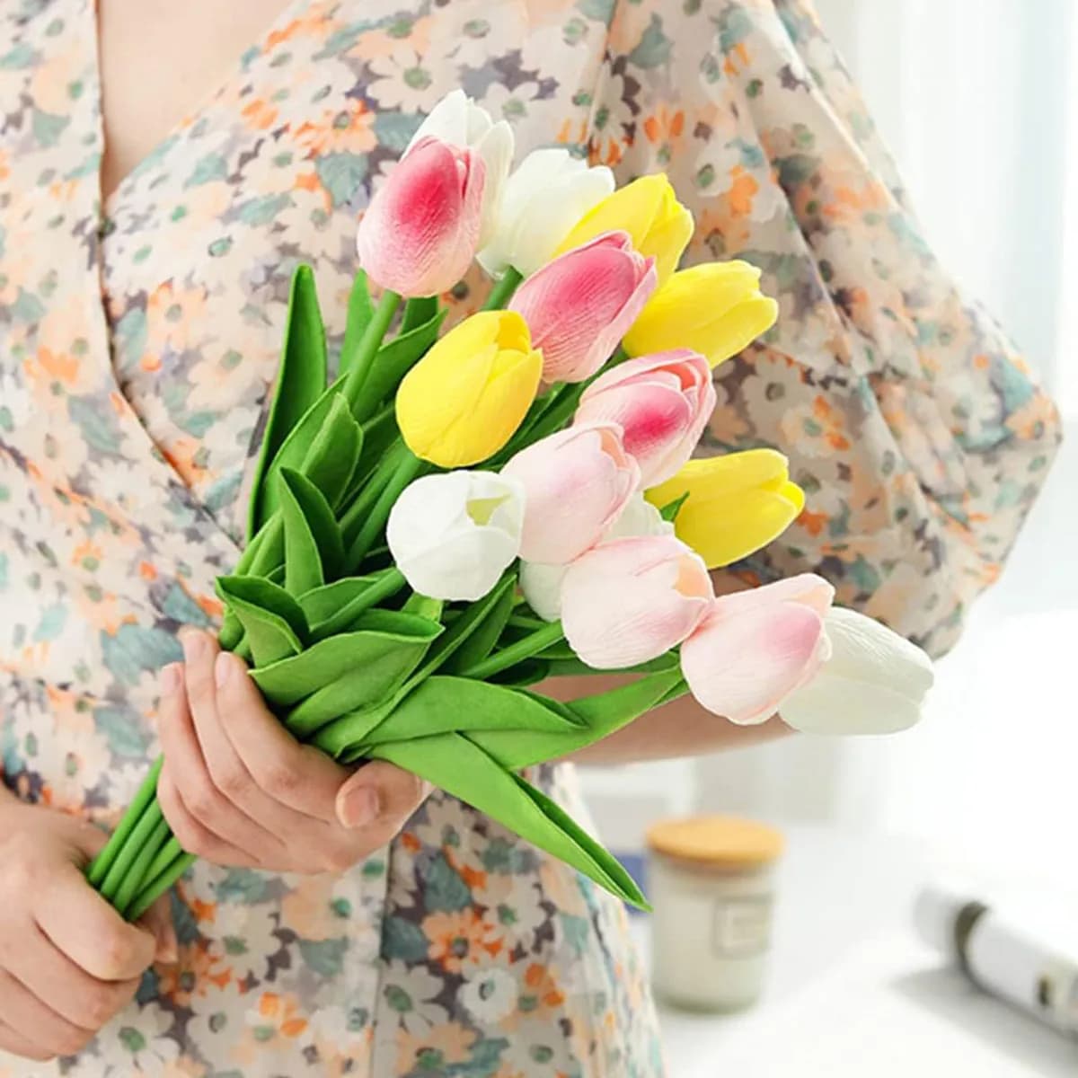 Fiore artificiale Realistico tulipano San Valentino Home Room Decor Matrimonio Giardino Cortile Ghirlanda Bouquet da sposa Confezione regalo fai da te Accessori