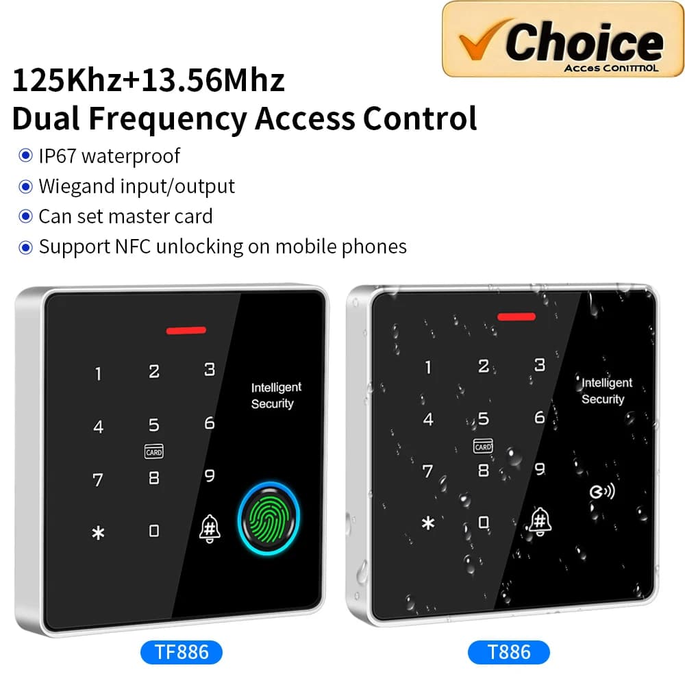 Doppia frequenza 125Khz + 13.56Mhz Tastiera di controllo accessi per impronte digitali Impermeabile Impronta digitale Serratura elettronica digitale Apriporta