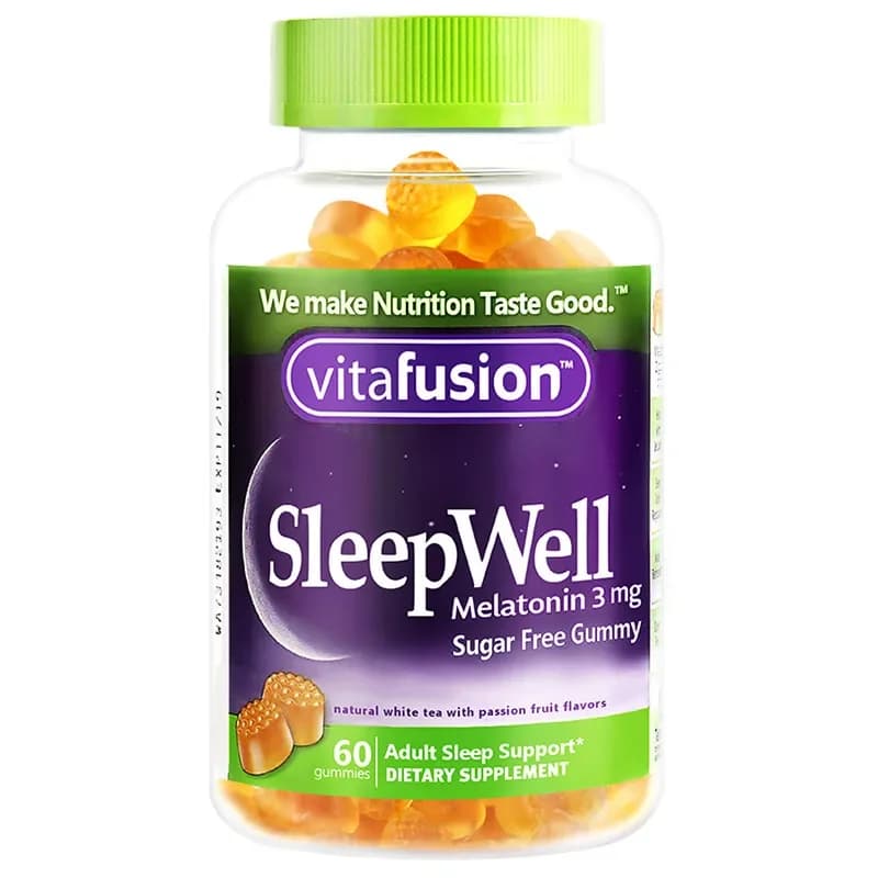 American Vitafusion Sleepwell Sweet Melatonin 3mg 60 Suede Candy No Sugar Calm Nerves Support Pills for Adult Deep Sleep Insomnia