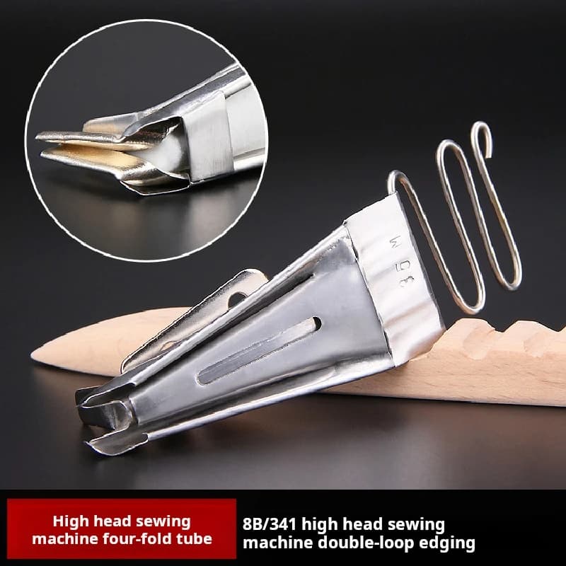 Avvolgitore per bordi Doppio ritorno Pusher Fettuccia in pelle Tubo per orlo 8bhigh Auto Quattro volte Tirare ferri da maglia Set Accessori per cucire