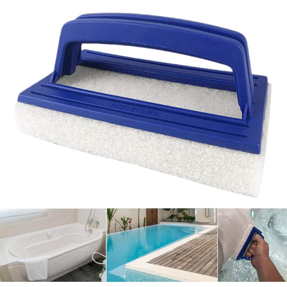 Pool Wall Cleaning Brush with Handle Handheld Pool Scrub Brush Pool Surface Cleaning Scrubber for Hot Spring Spa Tub