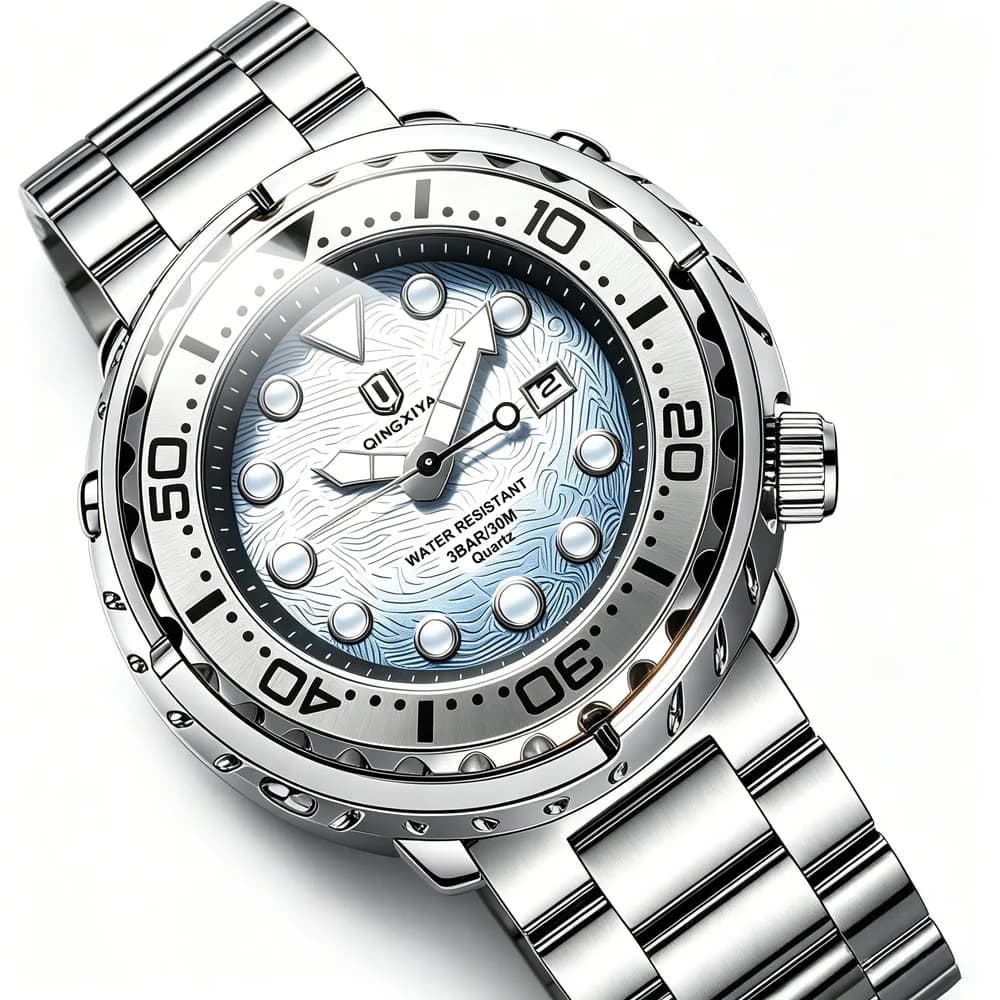 Light Blue Ocean Style Surface Quartz Watch Men Personality Steel Creative Hot Selling High Quality Luminous Watch Clcok Reloj