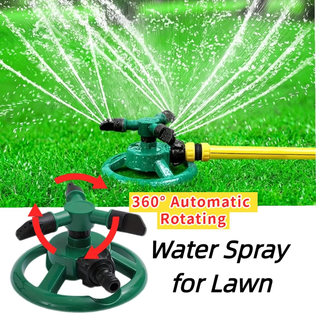 360 ° Rotating lawn sprinkler with triple nozzle Adjustable garden irrigation disc for irrigation Easy to connect to the yard pipe
