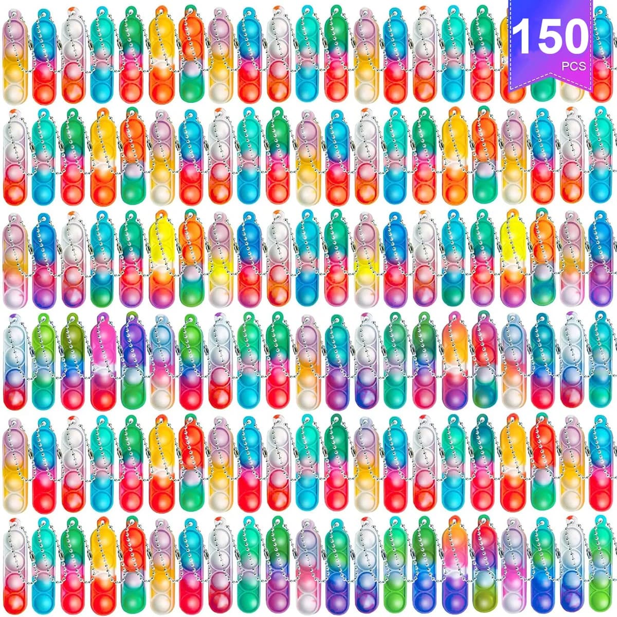24/150 Pz Mini Pop Fidget Toy Pack Kit Portachiavi Sollievo dallo stress Giocattoli a mano Bomboniere Scrivania da ufficio Giocattolo per bambini Adulti Brinquedos