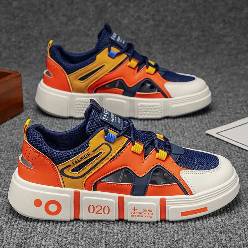 Clawave Men's Hollow Breathable Chunky Casual Sneakers Summer Cutout Platform Shoes Big Size 39-47