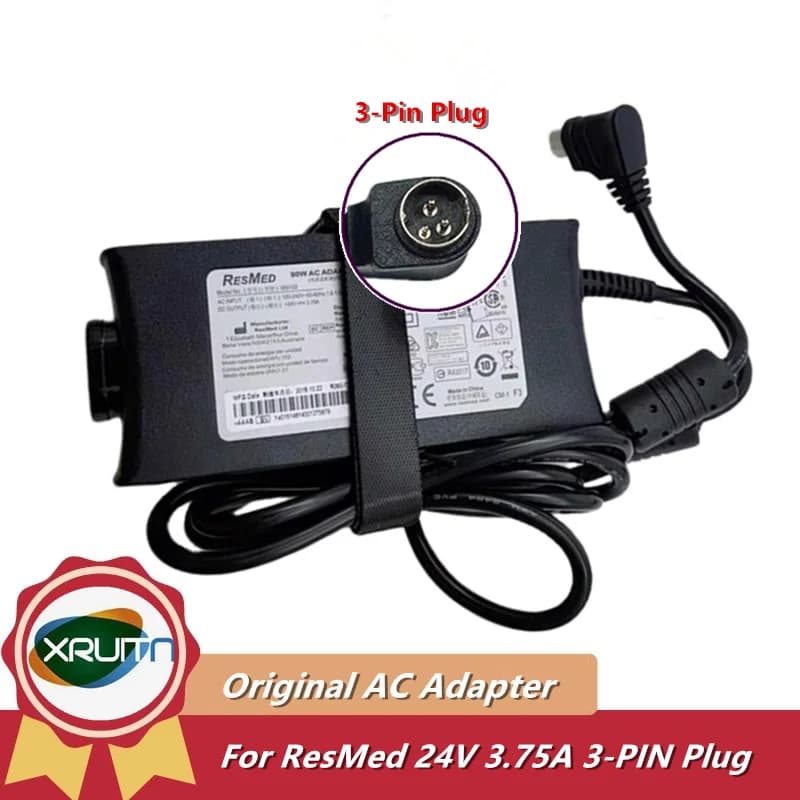 Adattatore AC DC a 3 Pin originale 24V 3.75A 90W per caricabatterie ResMed 369102 per RESMED CPAP BiPAP VPAP serie S9 R360-760