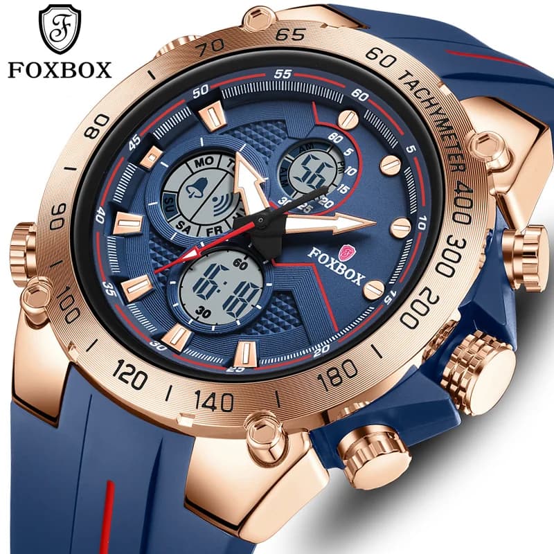 FOXBOX New Mens Watches Luxury Brand Watch with Big Dial Men's Watch Waterproof Quartz Wrist Watch Relogios Masculino