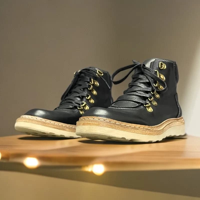 Stivali da lavoro in vera pelle lavati a mano da uomo Western Moto Desert Scarpe da trekking casual Stivaletti alti da uomo