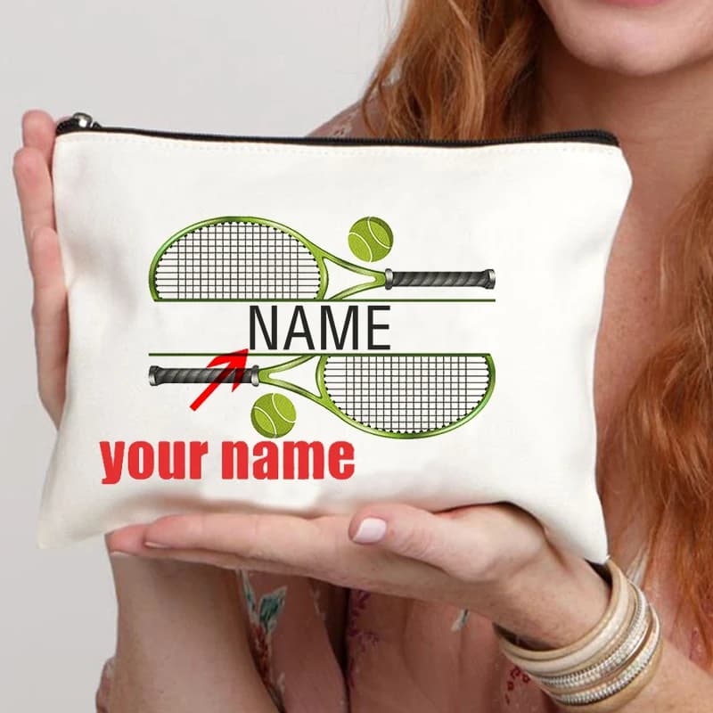Custom makeup bag with custom name tennis, gift for tennis lovers, cosmetic bag, gift for tennis coach, gift box for teenage girls