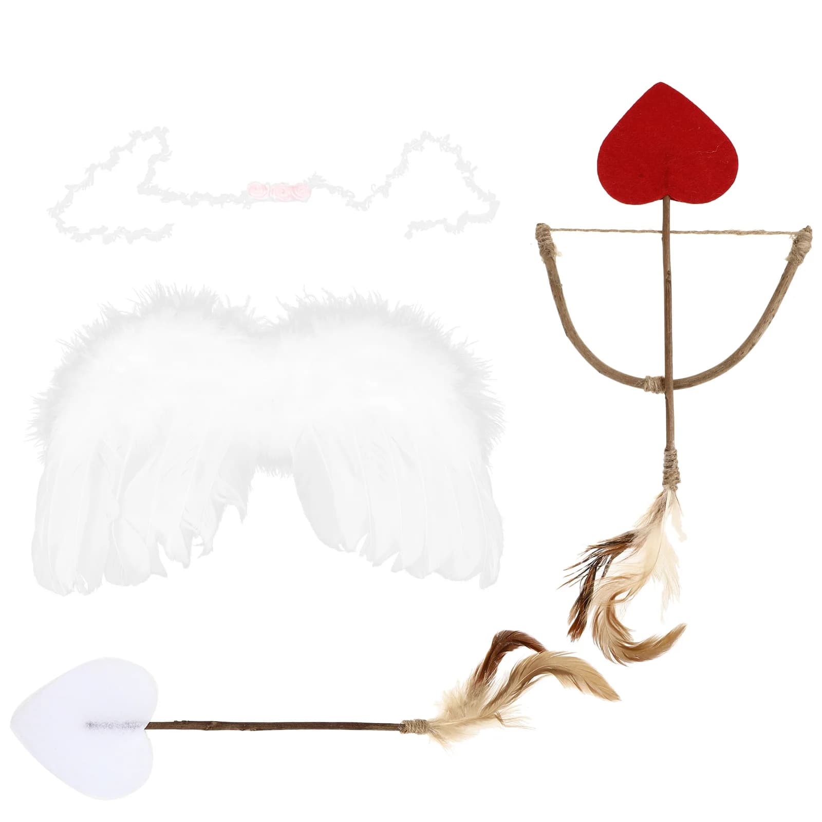 Kit fascia per capelli con ala per bambino Set costume da angelo per neonato Cupido per neonato Fotografia Prop Vestito da fata Arco Freccia Accessorio Regalo di San Valentino
