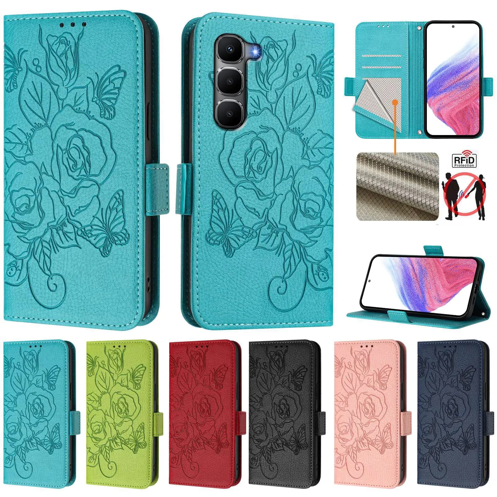 Patterned RFID Blocking Phone Case For Redmi Note 17 15 14 13 12 11S 10 Pro Plus Card Holder Funda Book Wallet Leather Cover