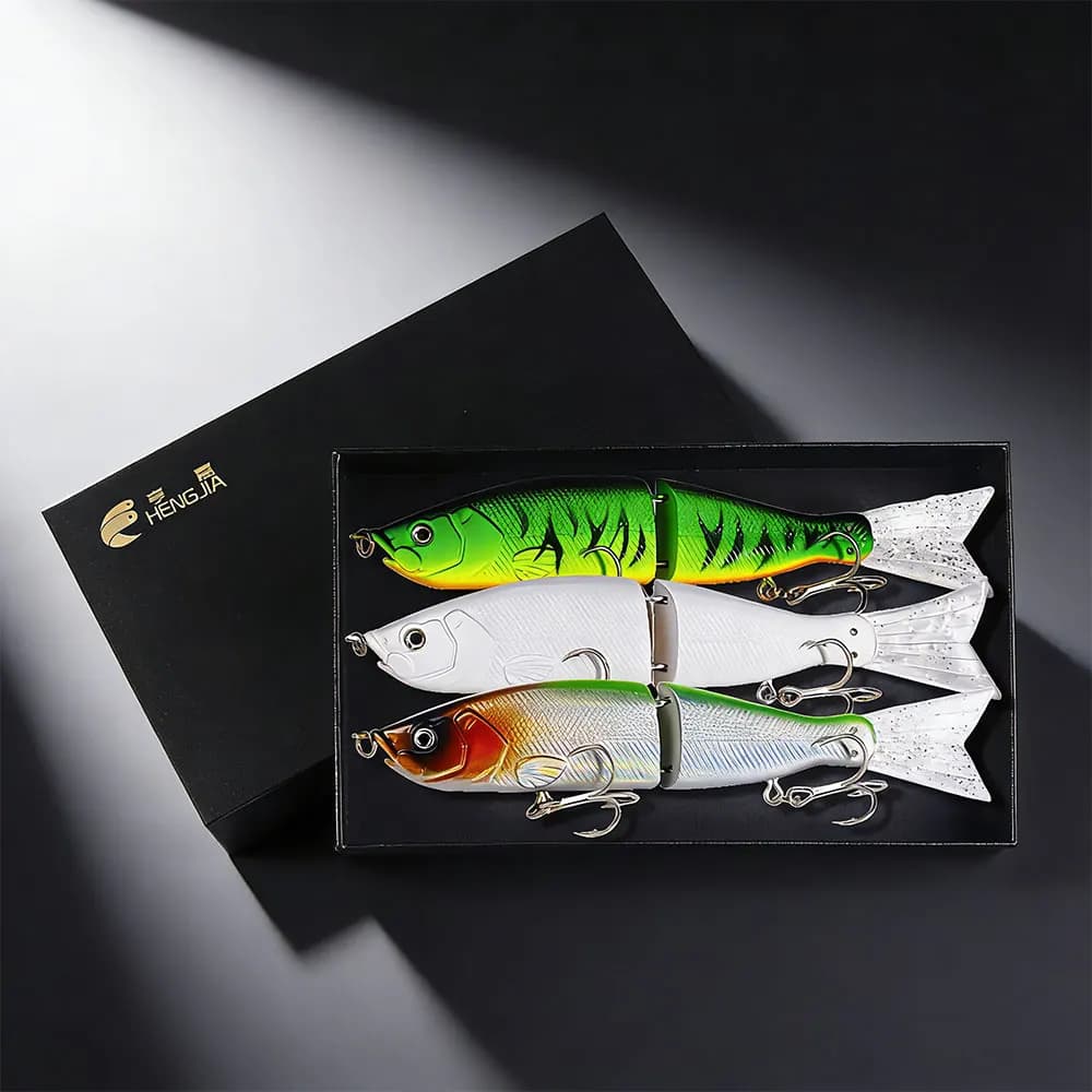 Set di esche da pesca multi snodabili da 3 pezzi, regalo per papà, San Valentino, esca dura realistica, esca dura per spigola, luccio, zandra, predatore, attrezzatura