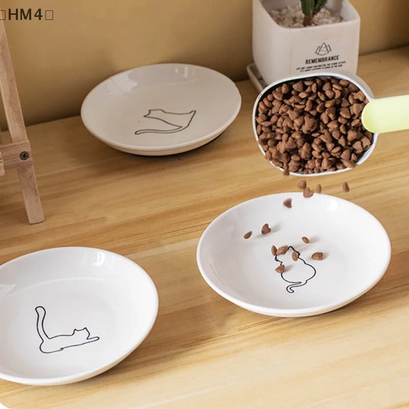 Piatti per gatti in ceramica con cuscinetto antiscivolo in silicone Ciotola per snack per gatti per animali domestici Ciotola per cibo per gattini carino Ciotola per acqua per gattini per animali domestici 1 pz