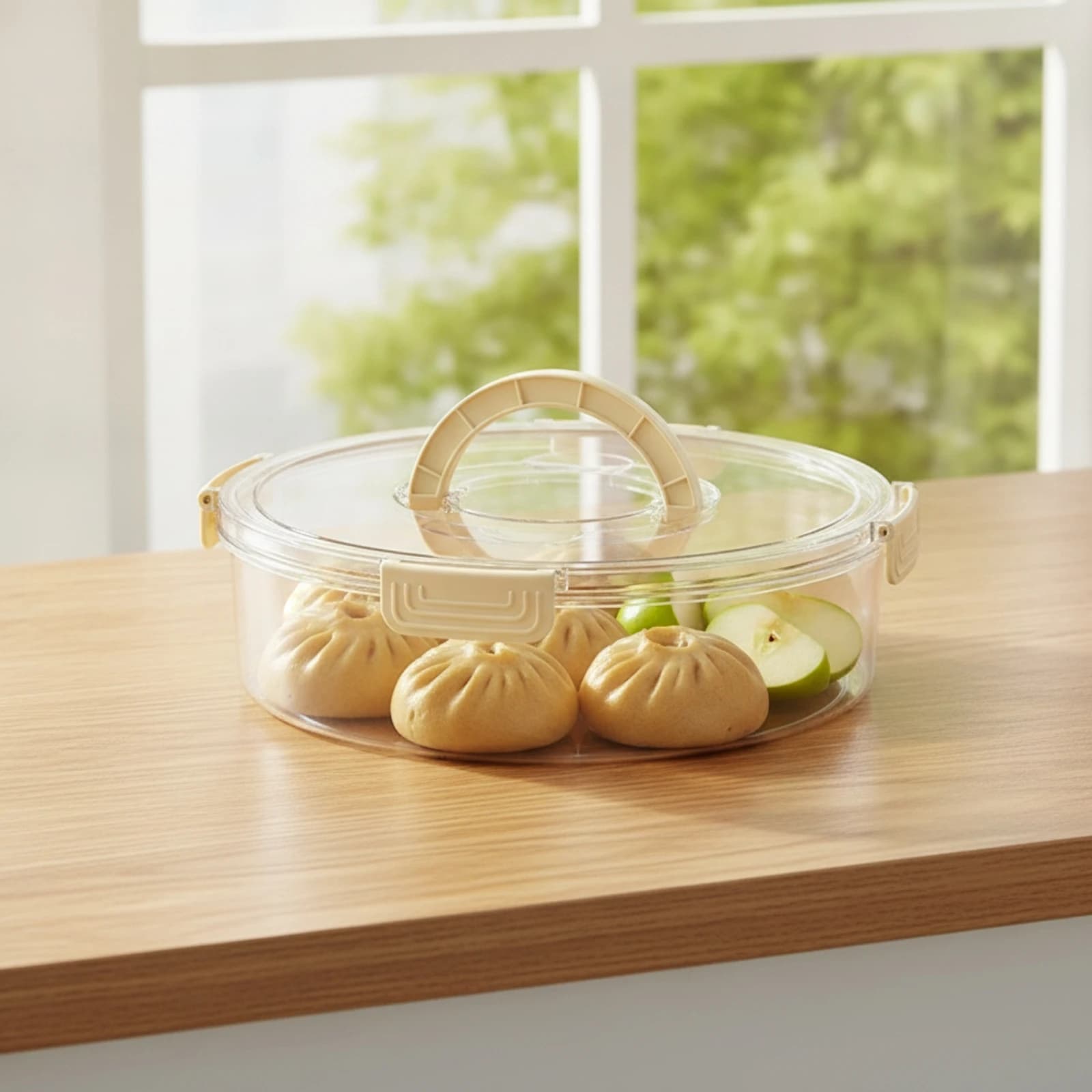 Cookie Carrier with Lid and Handle Round Food Storage Container with Handle Food Storage Container with Lid Clear Transparent