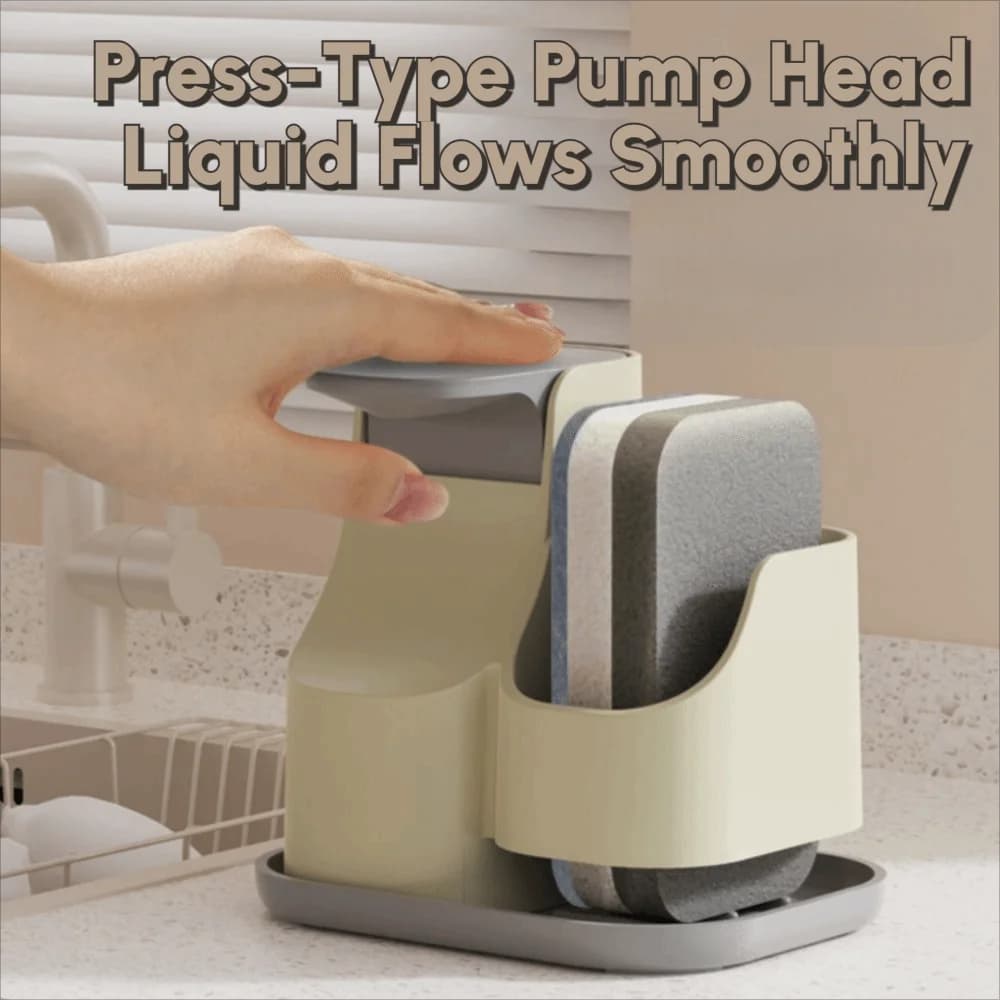 Dispenser di sapone per le mani 2 in 1 con salviette in spugna Pressa manuale a prova di perdite Scatola di sapone Pompa per sapone per le mani Tipo di pressa Dispenser di sapone doppio