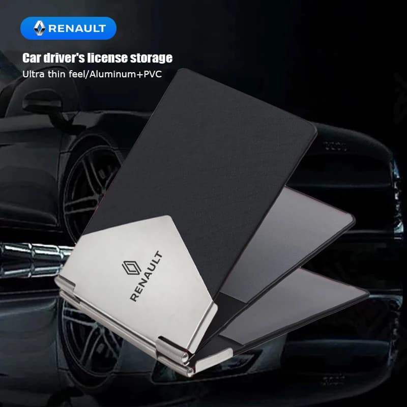 Portafoglio sottile per patente di guida, porta carte di credito e documenti per Renault Clio Koleos Megane Espace QM6 Kadjar Captur Scenic