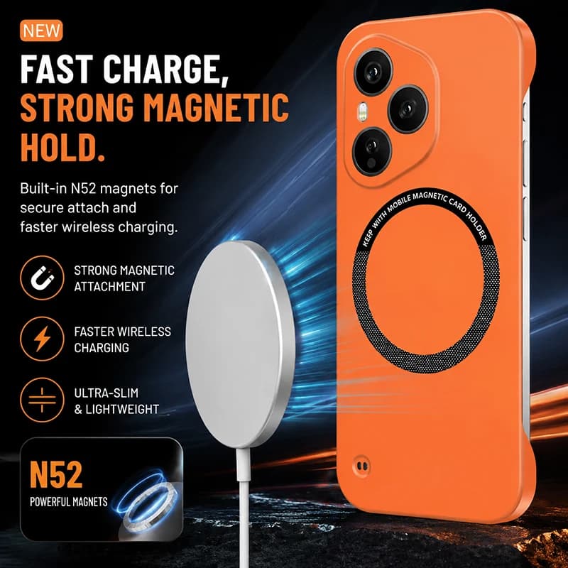 Frameless Original Phone Case for Honor 400 Pro 400Pro 5G Global China Hard PC Magnetic Wireless Charging Candy Color Back Cover