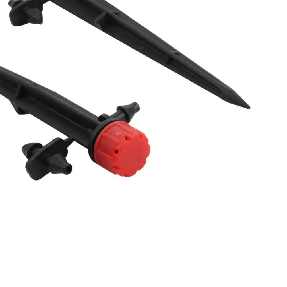 10 Pezzi Ugelli Irrigatori a Goccia da 13 cm con 8 Fori per Tubi da 4/7 Pollici, Rosso, Ugelli Irrigatori da Giardino a 360 Gradi