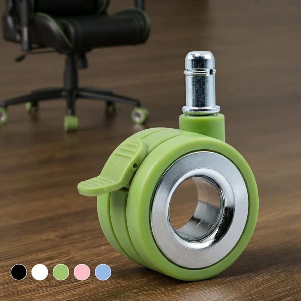 5Pcs 2 Inch Green Hollow Swivel Casters Wheels, Silent Non-Mark PU Floor Protector Replacement Casters for Gaming Office Chair