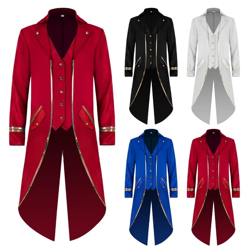 Men's Classic Medieval Vintage tailcoat Halloween Cosplay Victorian Renaissance Style Steampunk Medieval Jacket Costume