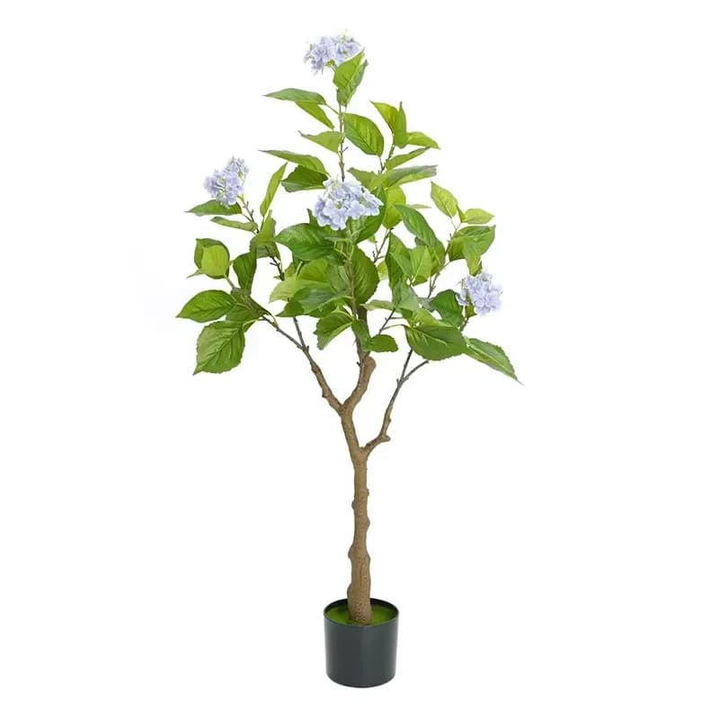Artificial Plants Hydrangea Tree Simulation Large Green Leaves Plant Plastic Potted Landscape Home Decoration Bonsai