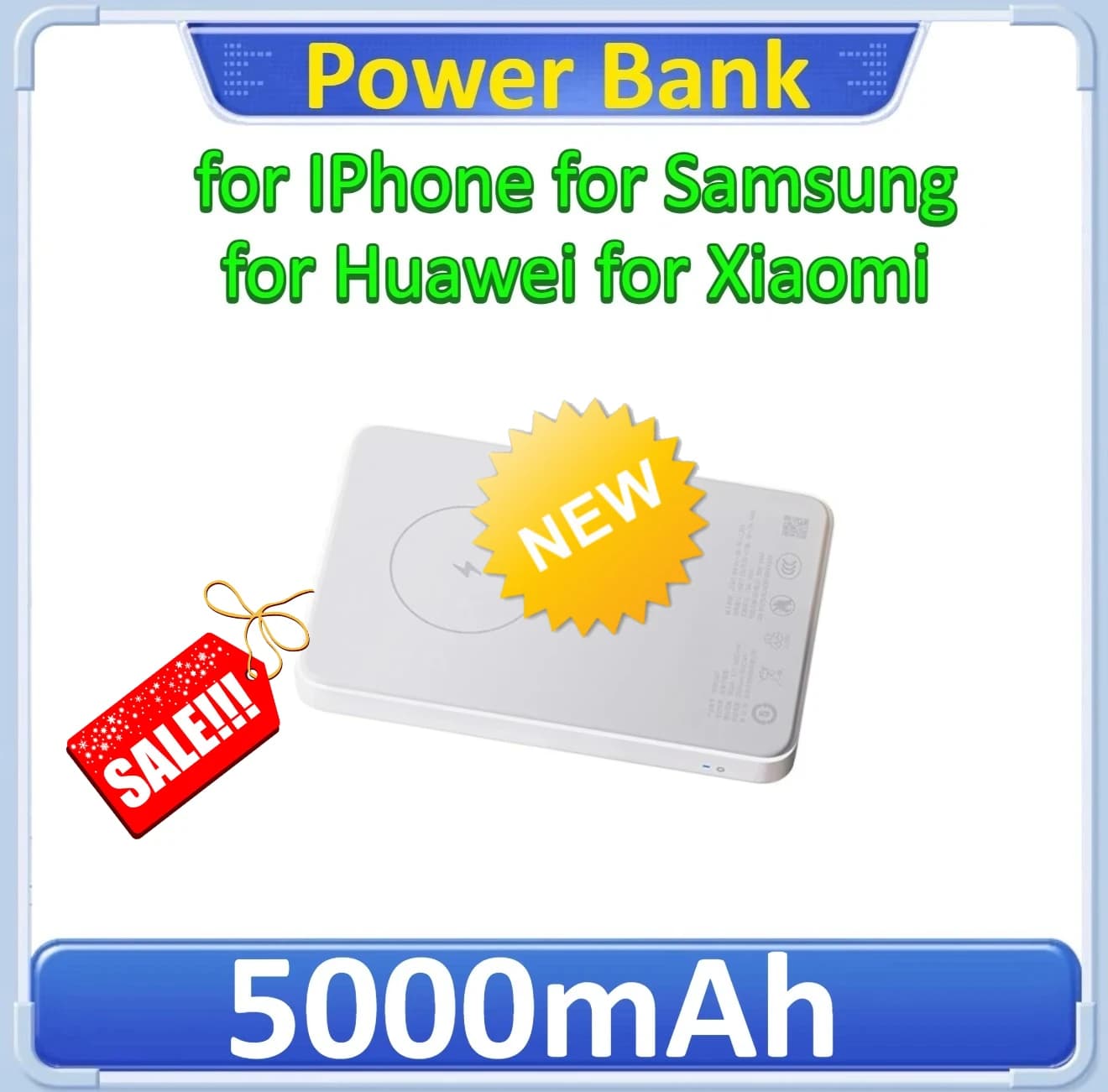 5000mAh Per IPhone 17 16 15 14 13 12 Serie Sottile Magnetico Wireless Power Bank Batteria Powerbank portatile a ricarica rapida bidirezionale