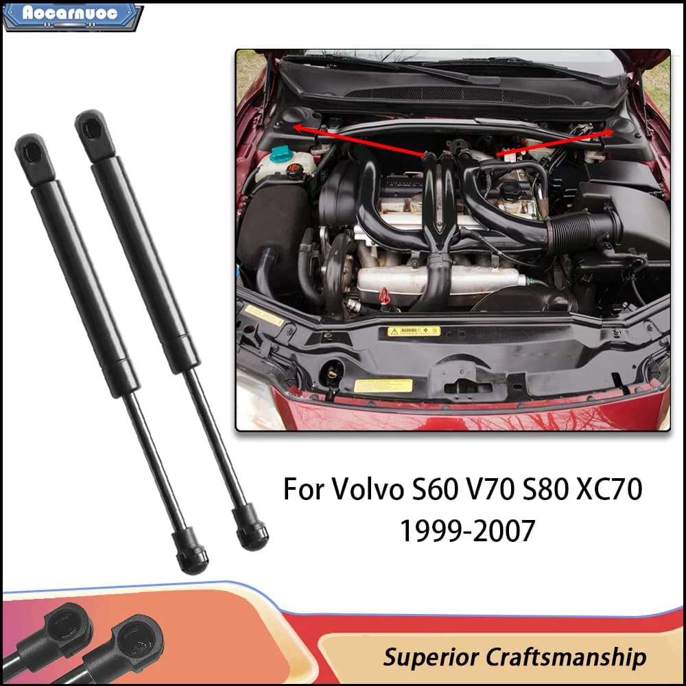 For Volvo S60 V70 S80 XC70 1999-2007 2Pcs Car Bonnet Hood Lift Supports Shock Piston Struts
