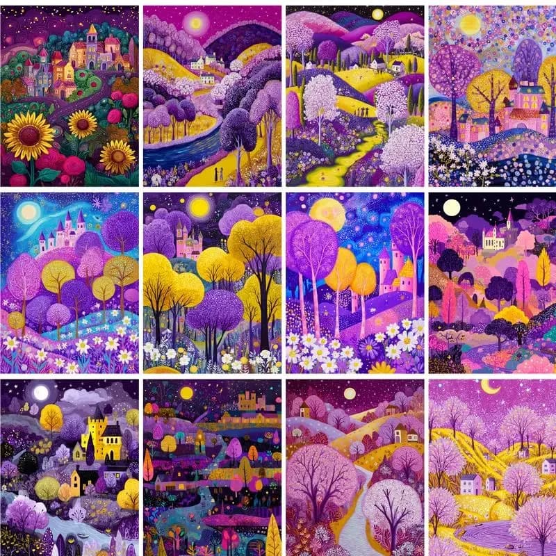 Paint By Numbers Home Decor Decorative Paintings Village Landscape 40x50cm Painting Decor Acrylic on Canvas Paints