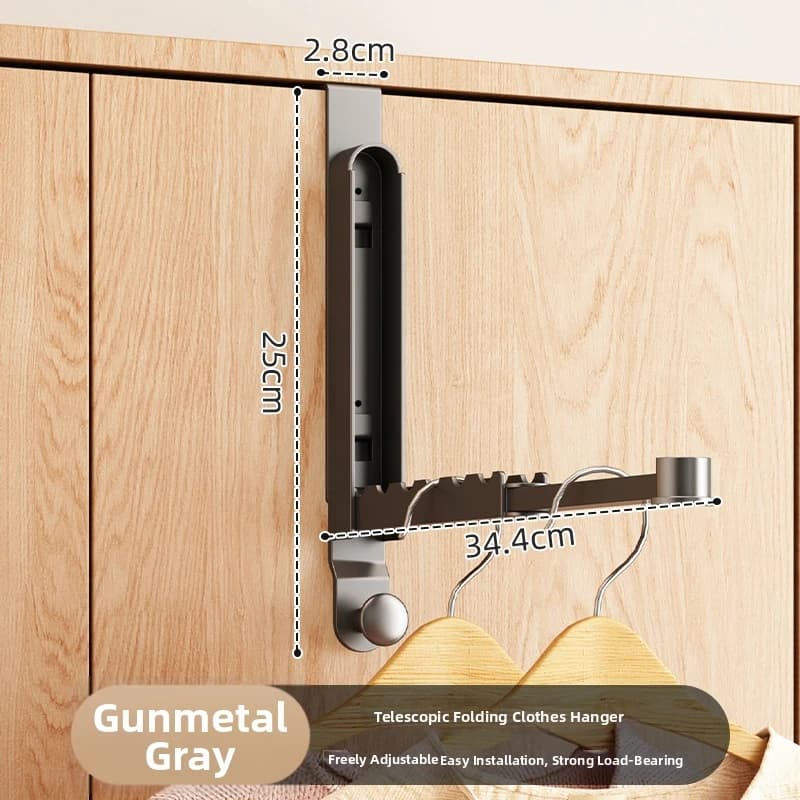 Foldable Hook Over The Door Hanger Supports Up To 10kg No-drill Installation Foldable Clothes Hook Gunmetal Gray