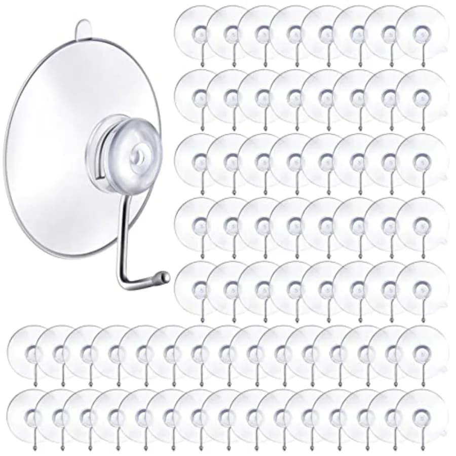 Ganci a ventosa da parete in PVC riutilizzabili trasparenti con ganci in metallo, pratici accessori per appendere senza chiodi per pareti