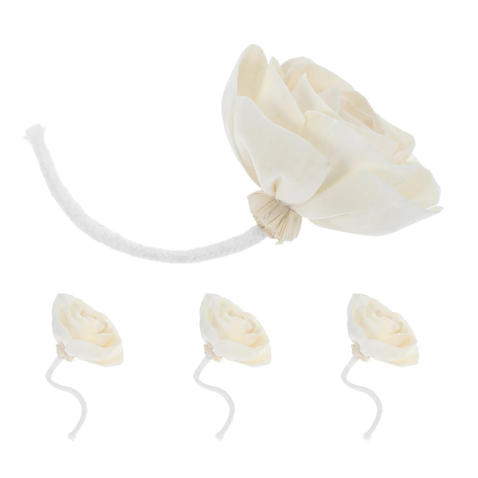 4 Pezzi Diffusori a Fiore Realistici in Corda di Cotone, Stoppini Senza Fiamma per Oli Essenziali, Ricarica Aromaterapia, Fiore Profumato