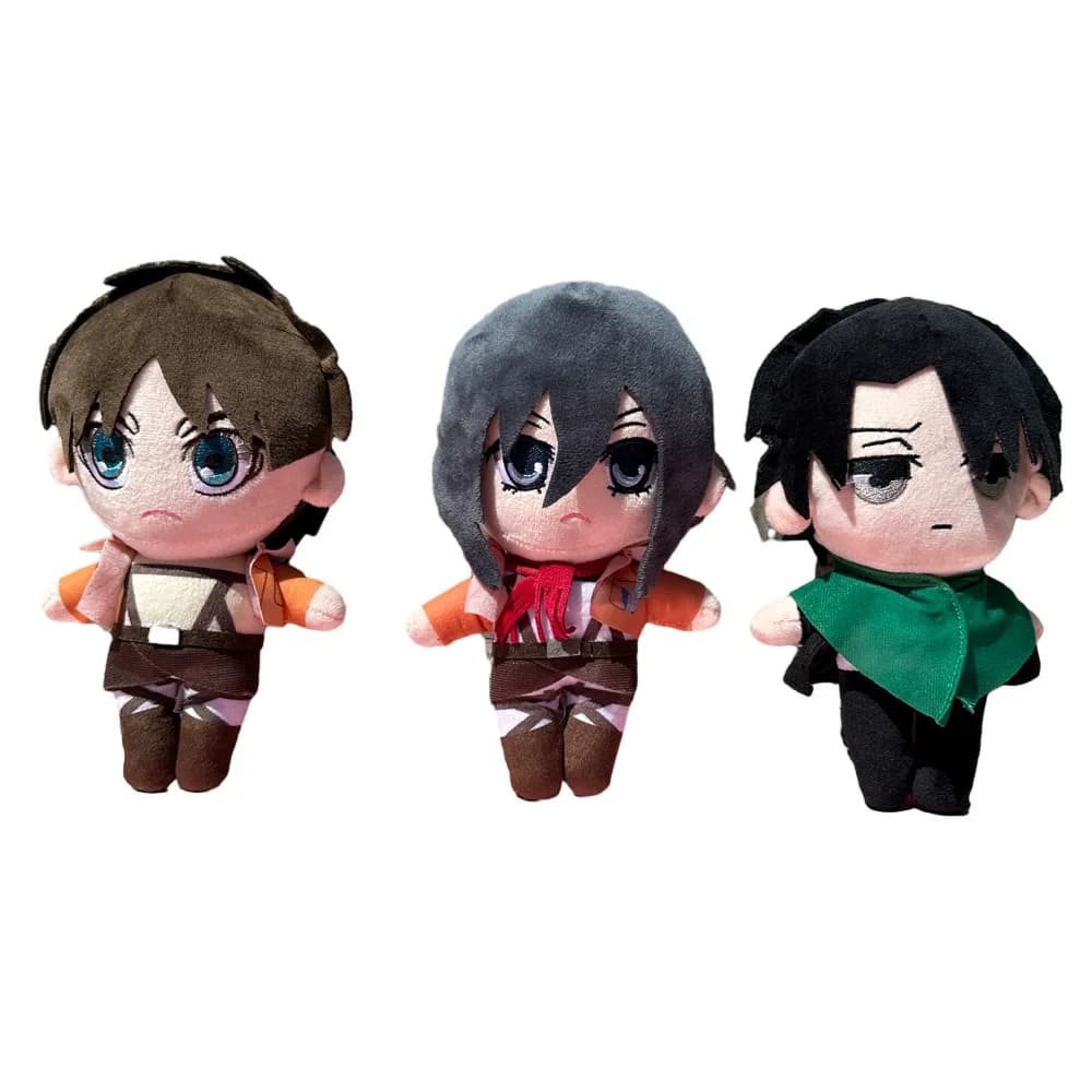 Anime Attack on Titan giocattoli di peluche bambola Kawaii Levi Eren Mikasa carino collezione Kawaii bambola di pezza verde regali di compleanno per i bambini