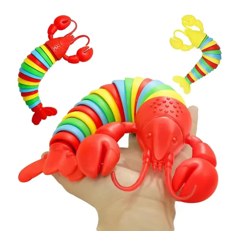 Giocattolo a mano antistress con aragosta elasticizzata articolata 3D, giocattolo sensoriale per adulti e bambini, giocattolo da scrivania per alleviare la pressione