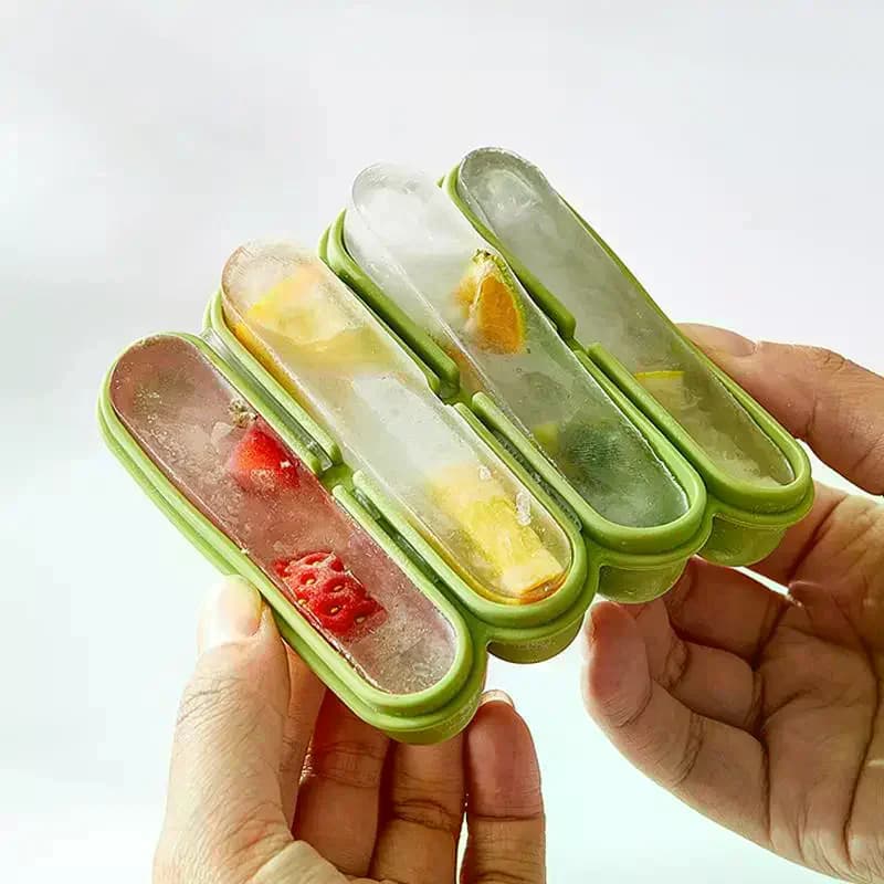 Stampi per ghiaccio in silicone a 4 scomparti con coperchio, stampi per ghiaccioli fatti in casa, contenitore per congelare alimenti, stampi per congelatore per zuppe e salse