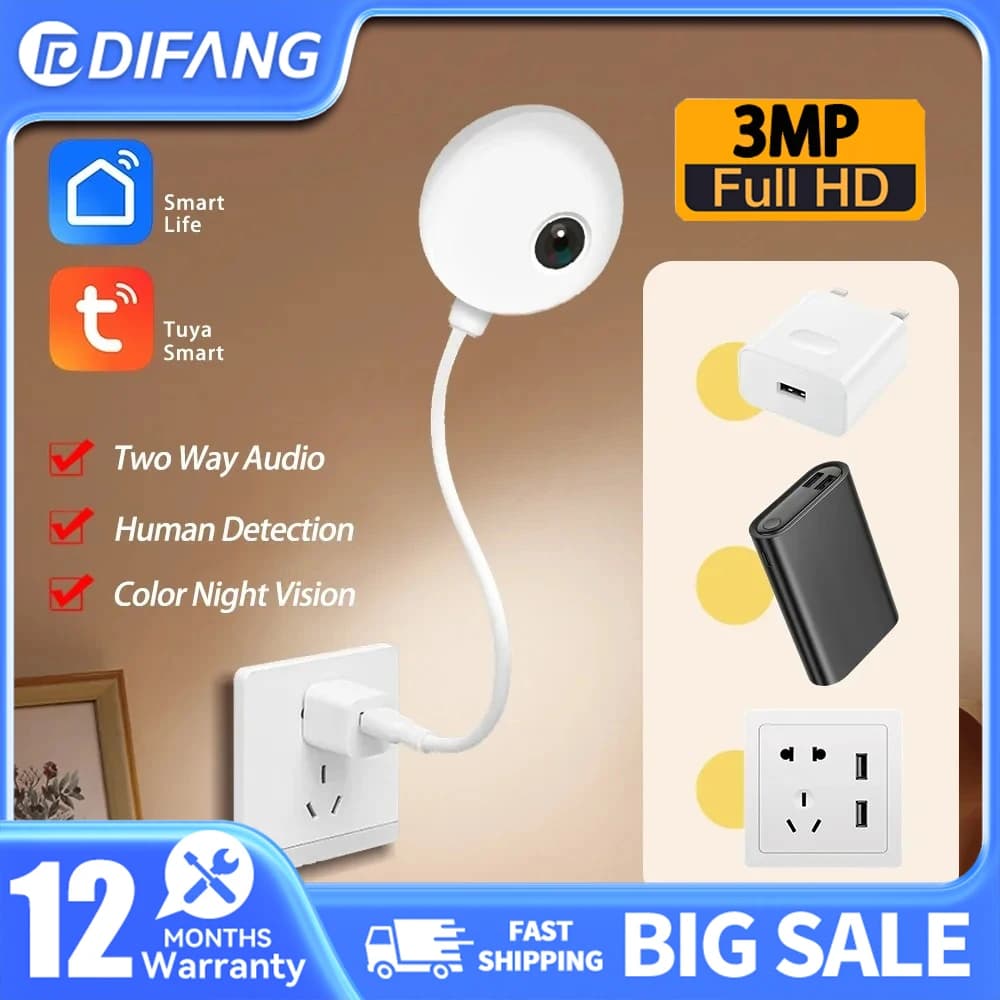 Mini camera WiFi Webcam USB Home Security Camera HD IP Network Camera Human Detection Bidirectional conversation Baby Pet Monitor App TUYA