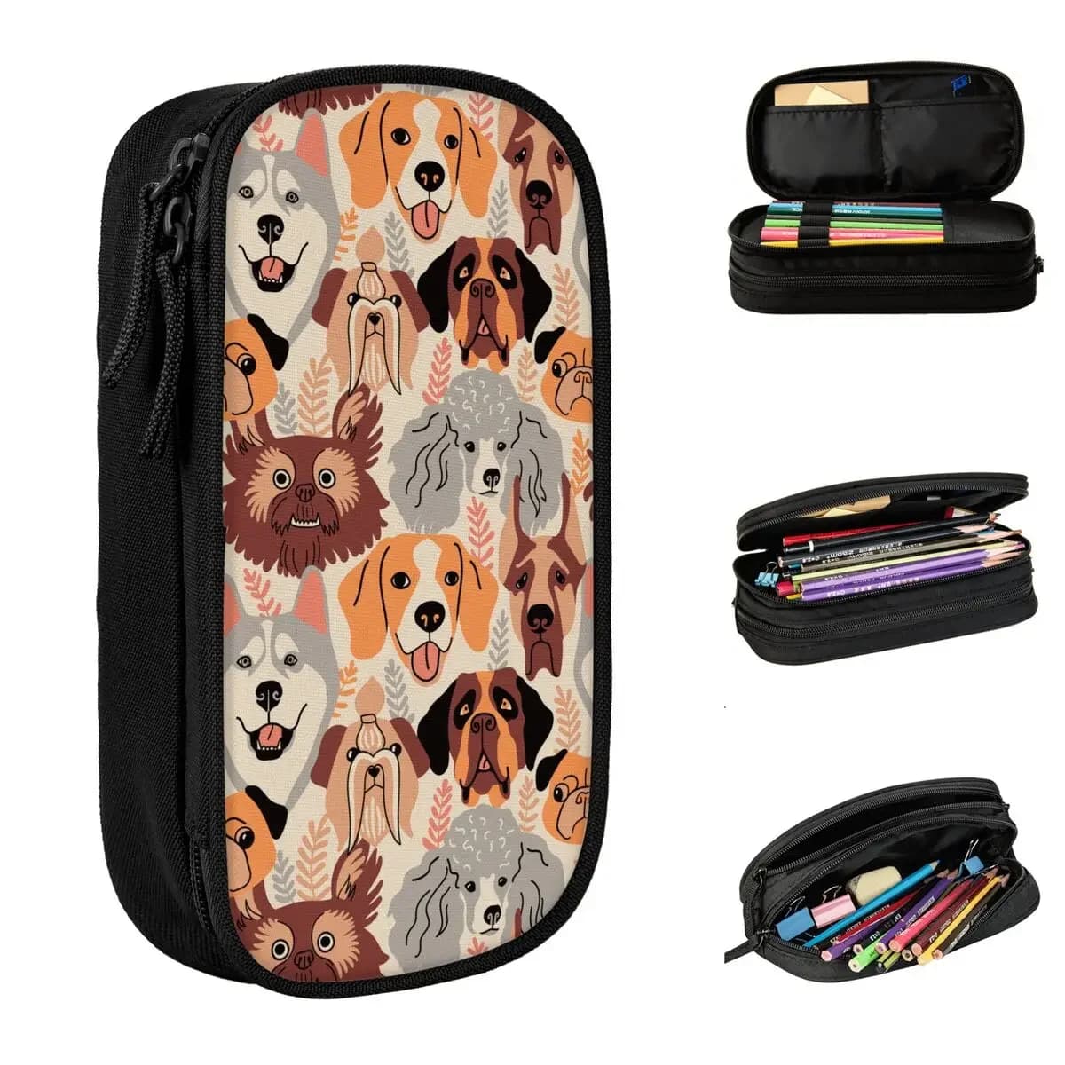 Husky Beagle Mastiff Pug Barboncino Shi Tsu San Bernard Astucci per matite Scatola per matite per cani Penna Borsa per studenti Materiale scolastico di cancelleria